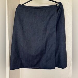 Liz Claiborne Vintage 100% Wool Gray Wrap Skirt Above the Knee Lined WorkCore 12